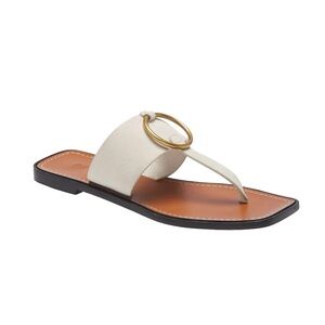 Frame Le Brentwood Leather Flip Flop Thong Sandal Off
White Suede, size EU 40